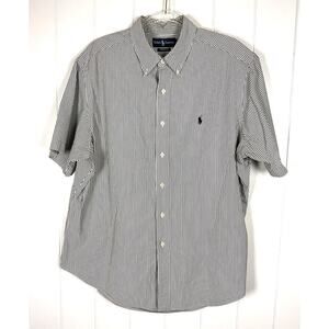 Ralph Lauren Classic Fit Men's Navy and White Striped Short Sleeve Shirt Size XL
